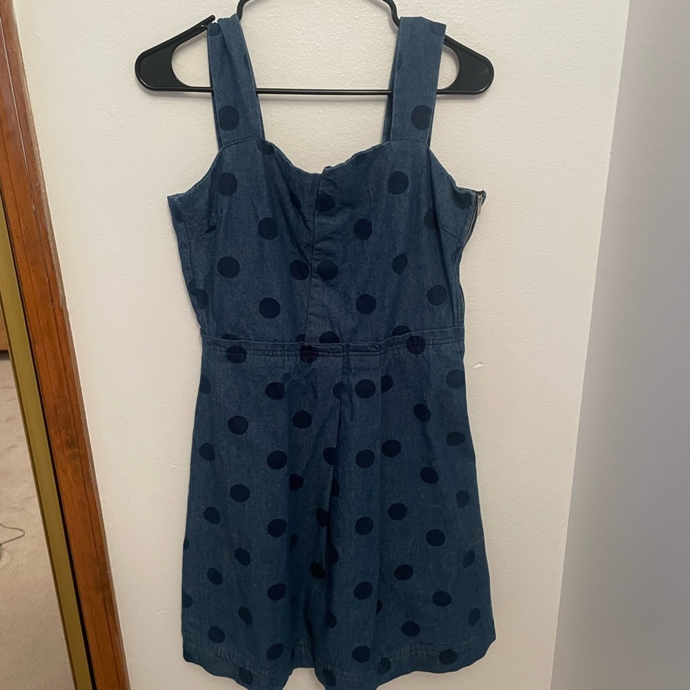 Band Of Outsiders Womens Denim Polka Dot Dress Navy Blue Cotton Size 2